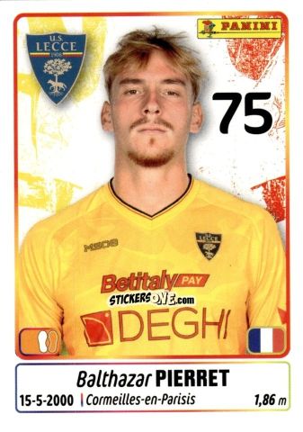 Figurina Balthazar Pierret - Calciatori 2025-2026 n. 297 - Panini