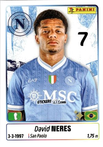 Cromo David Neres - Calciatori 2025-2026 n. 349 - Panini