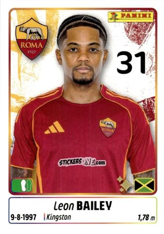 Sticker Leon Bailey - Calciatori 2025-2026 n. 411 - Panini