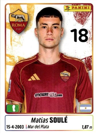 Cromo Matias Soule' - Calciatori 2025-2026 n. 416 - Panini