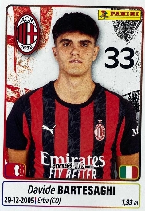 Figurina Davide Bartesaghi - Calciatori 2025-2026 n. UPG50 - Panini