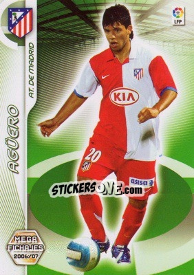 Sticker Aguero - Liga 2006-2007. Megacracks n. 496 - Panini
