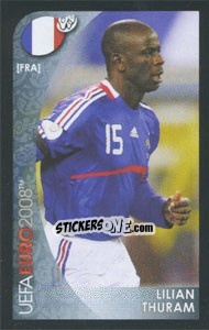 Sticker Lilian Thuram - UEFA Euro Austria-Switzerland 2008. Mini sticker-set n. 128 - Panini