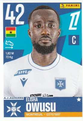 Sticker Elisha Owusu - Foot Ligue 1 2025-2026
 n. 58 - Panini