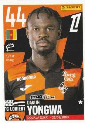 Sticker Darlin Yongwa - Foot Ligue 1 2025-2026
 n. 202 - Panini