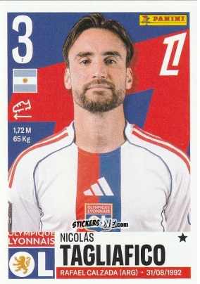 Figurina Nicolás Tagliafico - Foot Ligue 1 2025-2026
 n. 229 - Panini