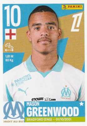 Cromo Mason Greenwood - Foot Ligue 1 2025-2026
 n. 268 - Panini