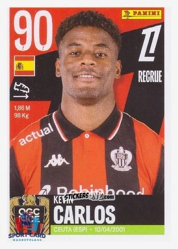 Sticker Kevin Carlos - Foot Ligue 1 2025-2026
 n. 390 - Panini