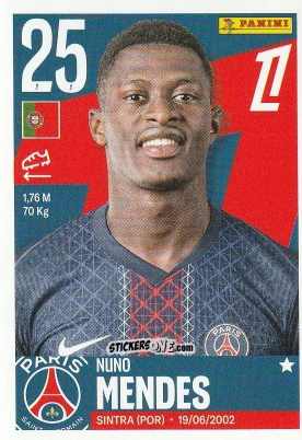 Figurina Nuno Mendes - Foot Ligue 1 2025-2026
 n. 437 - Panini