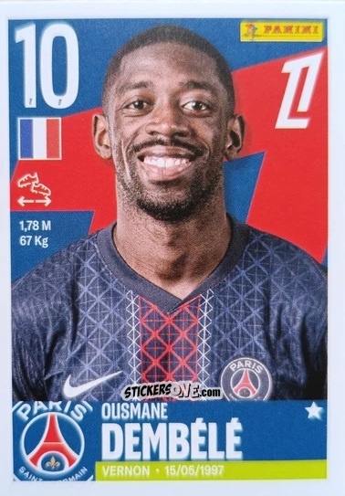 Sticker Ousmane Dembélé - Foot Ligue 1 2025-2026
 n. 447 - Panini