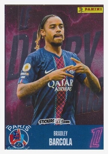 Figurina Bradley Barcola - Foot Ligue 1 2025-2026
 n. 544 - Panini