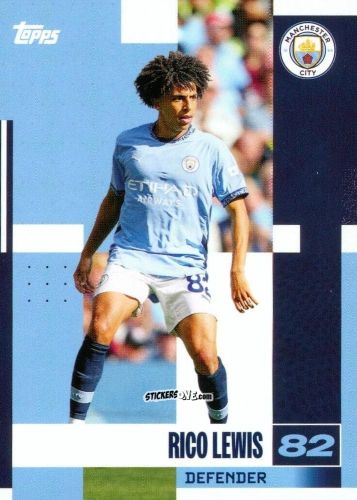 Figurina Rico Lewis - Manchester City 2024-2025 Team Set
 n. 4 - Topps