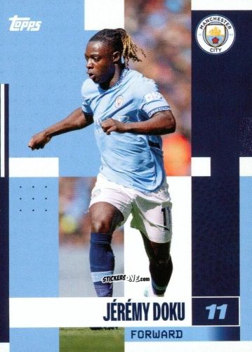 Figurina Jérémy Doku - Manchester City 2024-2025 Team Set
 n. 21 - Topps