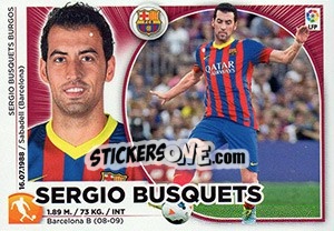 Sticker Sergio Busquets (9) - Liga Spagnola 2014-2015 n. 99 - Colecciones ESTE