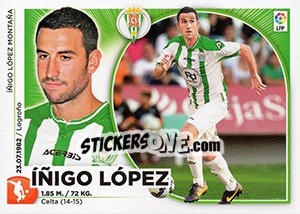 Sticker Inigo Lopez (5 BIS) - Liga Spagnola 2014-2015 n. 176 - Colecciones ESTE