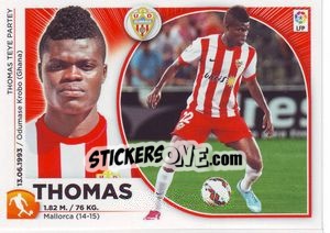 Sticker 36 Thomas Partey (UD Almería) - Liga Spagnola 2014-2015 n. 666 - Colecciones ESTE