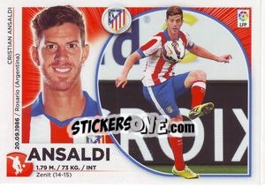 Sticker 39 Ansaldi (Atlético de Madrid) - Liga Spagnola 2014-2015 - Colecciones ESTE