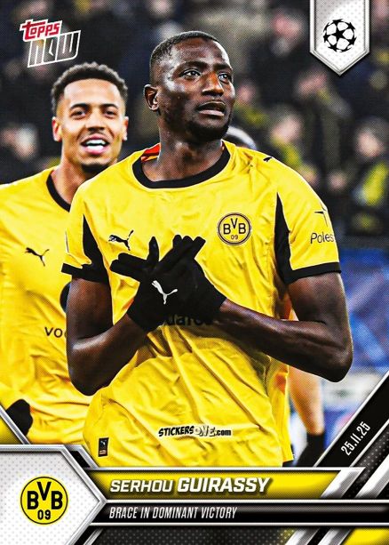 Sticker Serhou Guirassy - Now Uefa Champions League 2025-2026 n. 54 - Topps