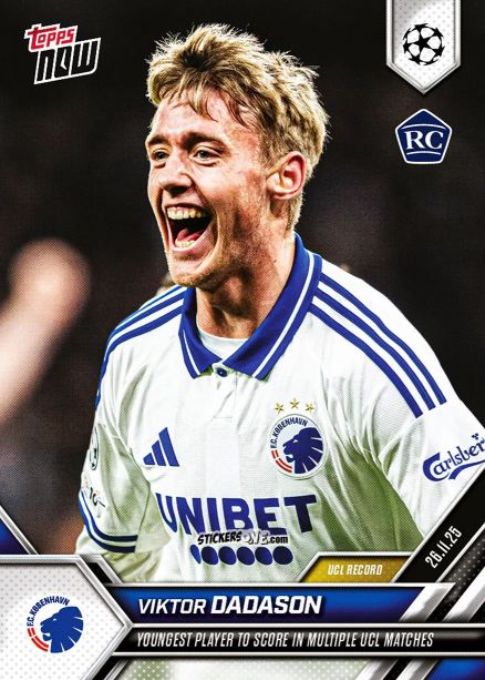 Sticker Viktor Dadason - Now Uefa Champions League 2025-2026 n. 62 - Topps