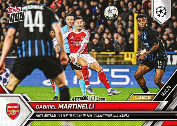 Figurina Gabriel Martinelli - Now Uefa Champions League 2025-2026 n. 70 - Topps