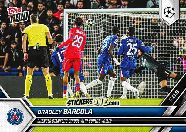 Figurina Bradley Barcola - Now Uefa Champions League 2025-2026 n. 106 - Topps