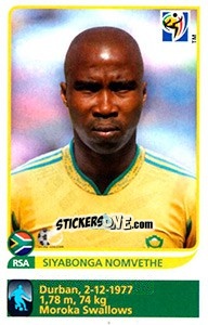Cromo Siyabonga Nomvethe - FIFA World Cup South Africa 2010 - Panini