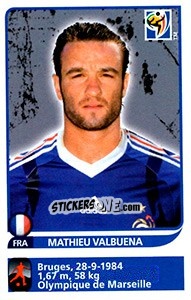 Sticker Mathieu Valbuena - FIFA World Cup South Africa 2010 n. 95x - Panini