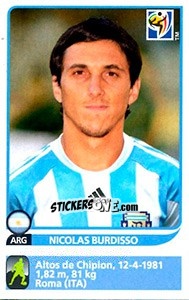 Sticker Nicolas Burdisso - FIFA World Cup South Africa 2010 - Panini