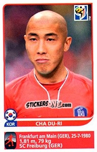 Sticker Cha Du-Ri - FIFA World Cup South Africa 2010 n. 155x - Panini