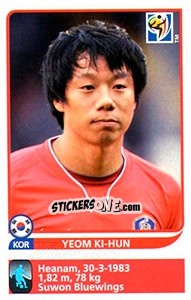 Sticker Yeom Ki-Hun - FIFA World Cup South Africa 2010 n. 162x - Panini
