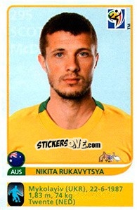 Sticker Nikita Rukavytsya - FIFA World Cup South Africa 2010 - Panini