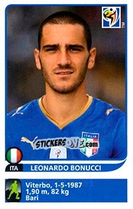 Sticker Leonardo Bonucci - FIFA World Cup South Africa 2010 n. 417x - Panini