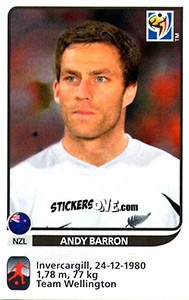 Sticker Andy Barron - FIFA World Cup South Africa 2010 - Panini