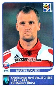 Sticker Martin Jakubko - FIFA World Cup South Africa 2010 - Panini