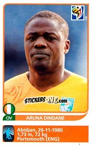 Cromo Aruna Dindane - FIFA World Cup South Africa 2010 - Panini