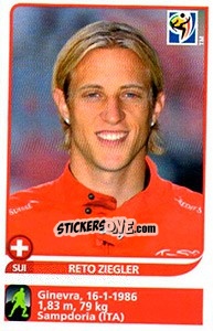 Sticker Reto Ziegler - FIFA World Cup South Africa 2010 - Panini