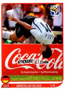 Sticker Miroslav Klose 1/4 - FIFA World Cup South Africa 2010 n. DE-1 - Panini