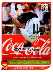 Sticker Miroslav Klose 2/4 - FIFA World Cup South Africa 2010 n. DE-2 - Panini