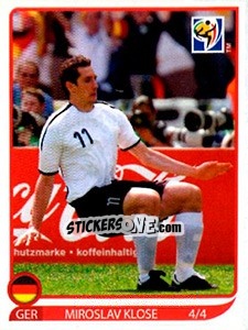 Sticker Miroslav Klose 4/4 - FIFA World Cup South Africa 2010 n. DE-4 - Panini