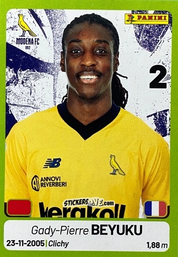 Cromo Gady-Pierre Beyuku Bowutankoyi - Calciatori Serie BKT 2025-2026
 n. 222 - Panini