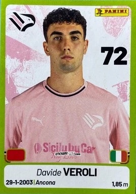 Cromo Davide Veroli - Calciatori Serie BKT 2025-2026
 n. 294 - Panini