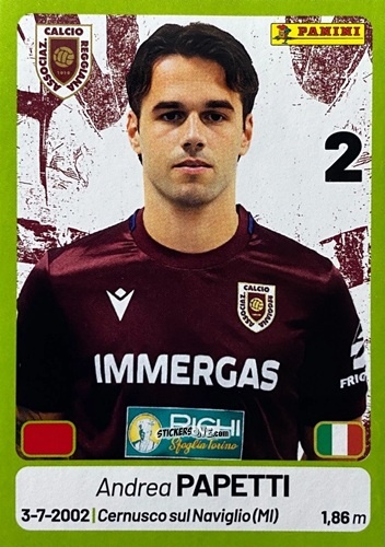 Cromo Andrea Papetti - Calciatori Serie BKT 2025-2026
 n. 333 - Panini