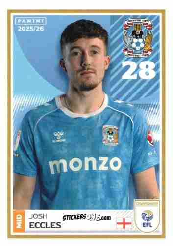 Cromo Josh Eccles - EFL 2025-2026
 n. 101 - Panini