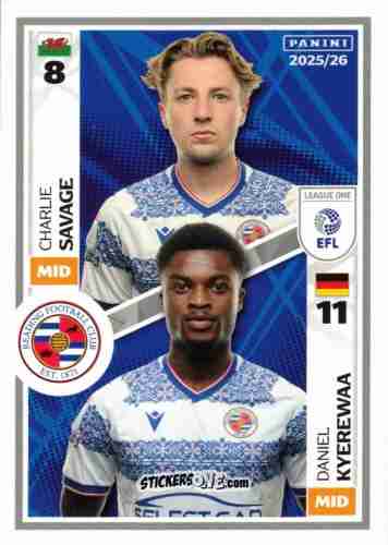 Cromo Charlie Savage / Daniel Kyerewaa - EFL 2025-2026
 n. 633 - Panini