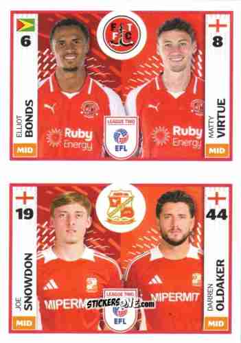Figurina Elliot Bonds / Matty Virtue / Joe Snowdon / Darren Oldaker - EFL 2025-2026
 n. 738B-778B - Panini