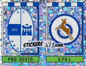 Sticker Scudetto (Pro Sesto - S.P.A.L.) - Calciatori 1993-1994 n. 585 - Panini