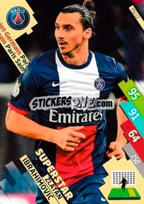 Sticker Zlatan Ibrahimovic - FOOT 2014-2015. Adrenalyn XL n. PSG-12 - Panini