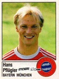 Sticker Hans Pflügler - German Football Bundesliga 1986-1987 - Panini