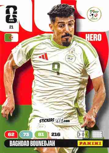 Sticker Baghdad Bounedjah - FIFA World Cup 2026. Adrenalyn XL
 n. 21 - Panini