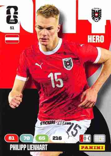 Sticker Philipp Lienhart - FIFA World Cup 2026. Adrenalyn XL
 n. 51 - Panini